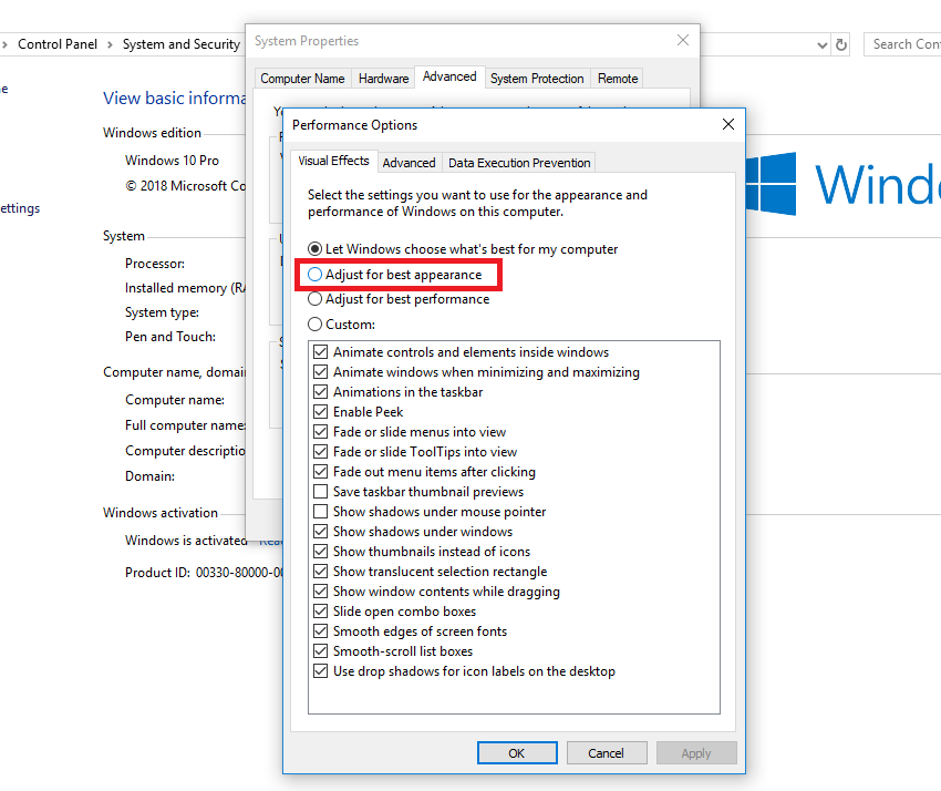 регулировать Windows 10 за лучшую производительность