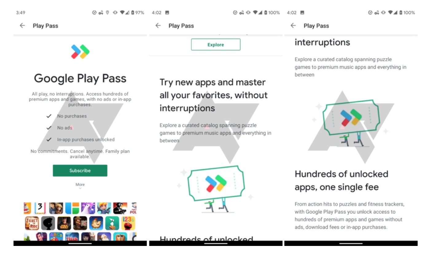 Google тестирует приложение Play Pass и сервис подписки на игры