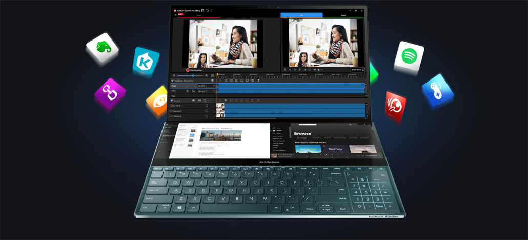 Asus ZenBook Pro Duo - это ноутбук с двумя экранами 4K, процессором Intel Core i9 и RTX 2060