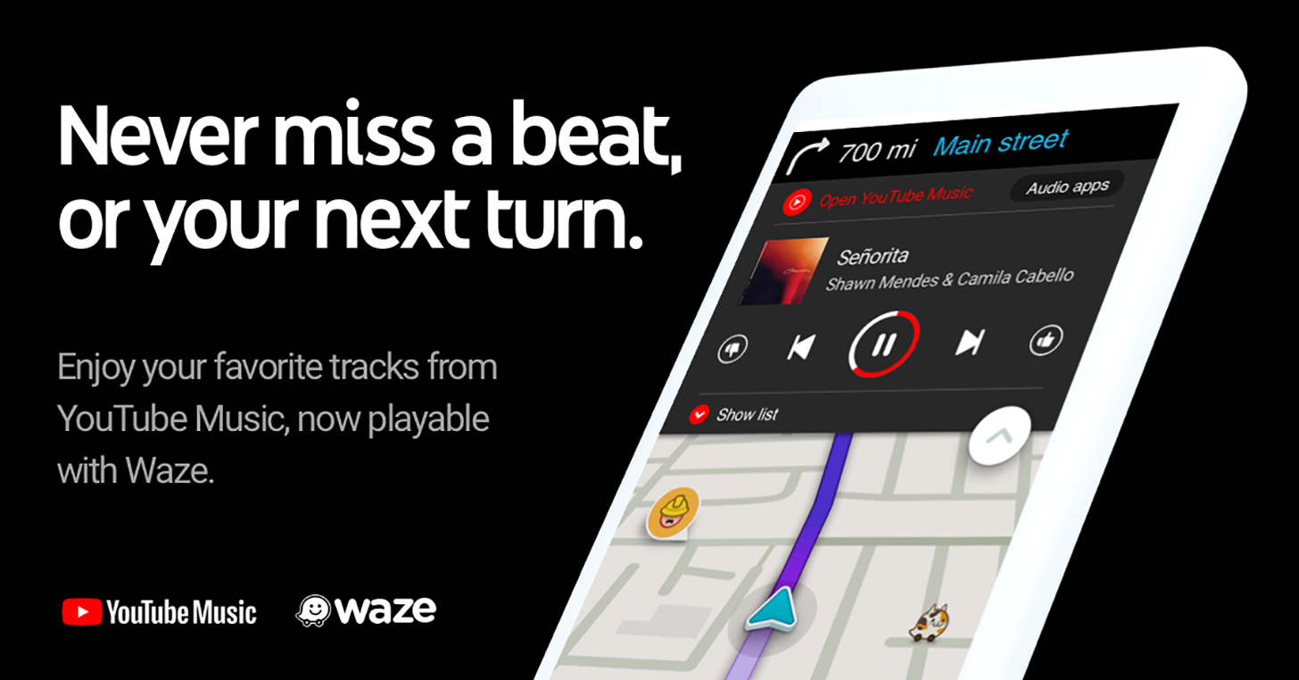 Waze добавляет YouTube Музыкальная интеграция