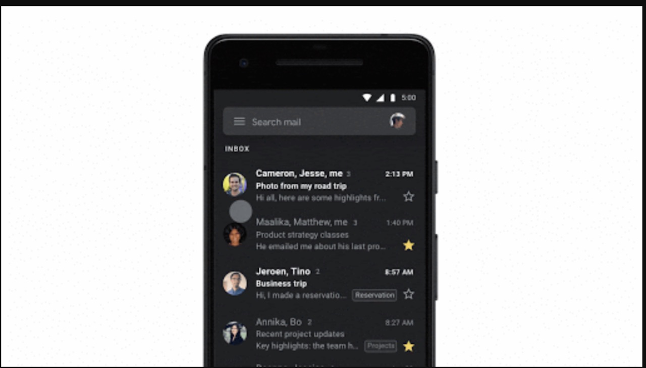 Gmail официально выпускает темную тему для устройств Android