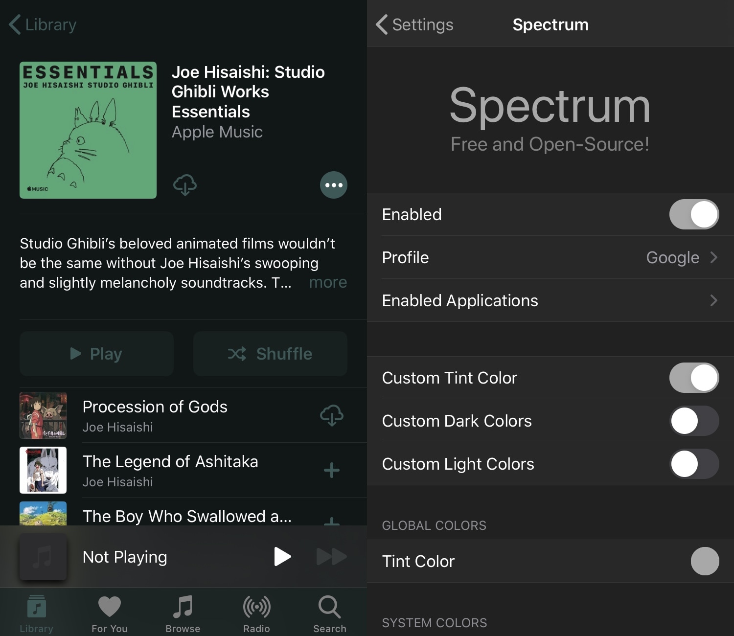 Spectrum позволяет джейлбрейкерам раскрашивать пользовательский интерфейс iOS, так что ...
