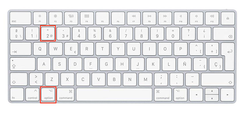 Сочетание клавиш, чтобы поставить Arroba @ на Mac