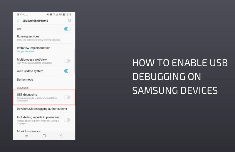 Как включить отладку по USB на устройствах Samsung Android