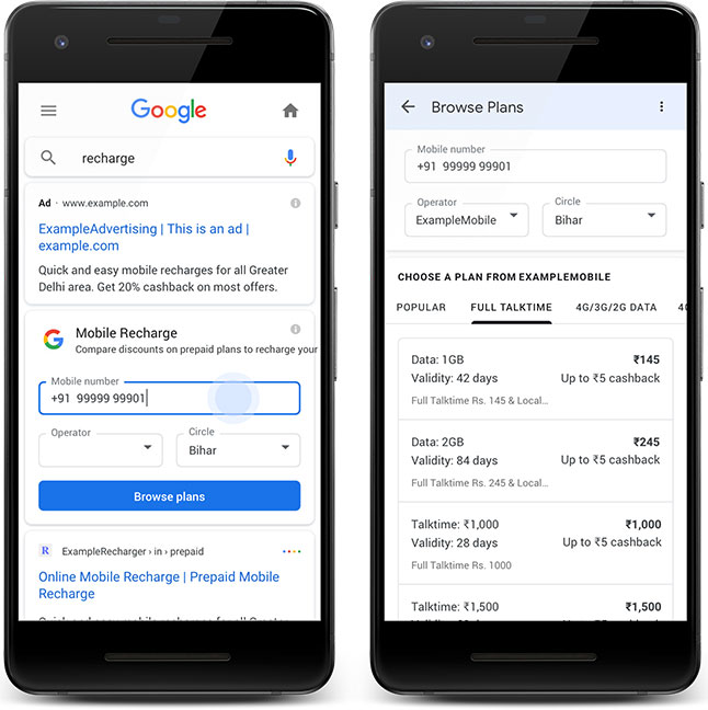Зарядите свой телефон через поиск Google в Индии