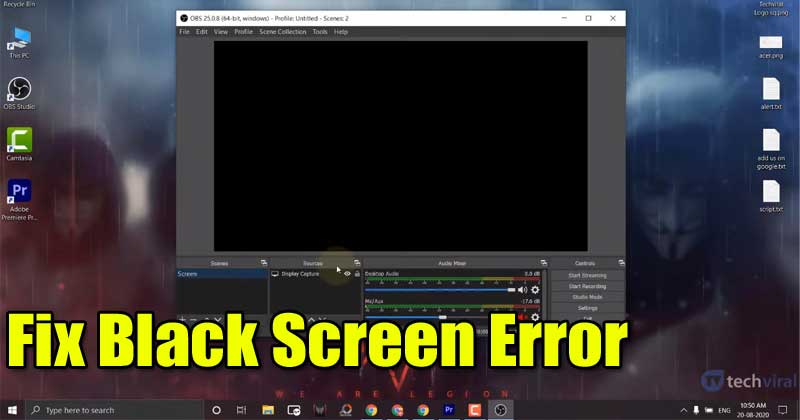 Как исправить ошибку черного экрана при захвате дисплея OBS
