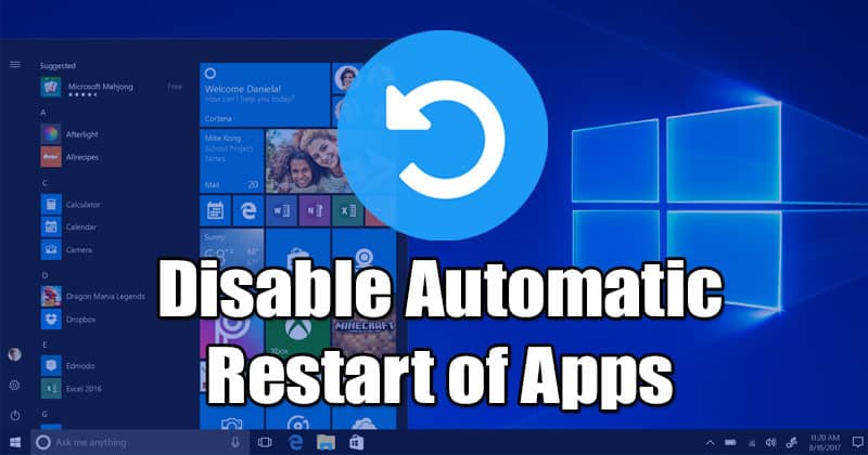 Как отключить автоматический перезапуск приложений после входа в систему Windows 10