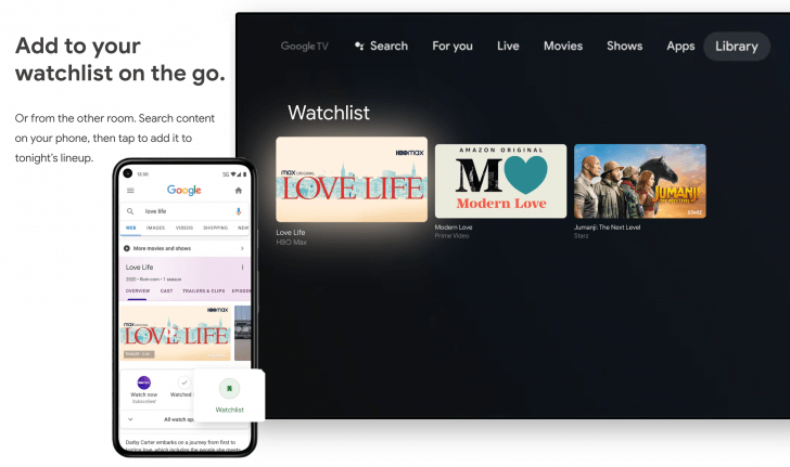 Google TV Watchlist получает поиск и интеграцию со списком желаний Play Store