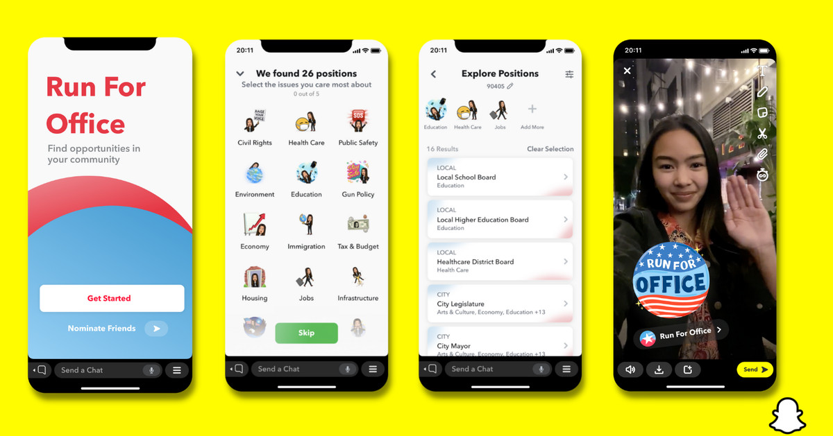 Snapchat запускает портал Run for Office, чтобы побудить пользователей к политическим кампаниям