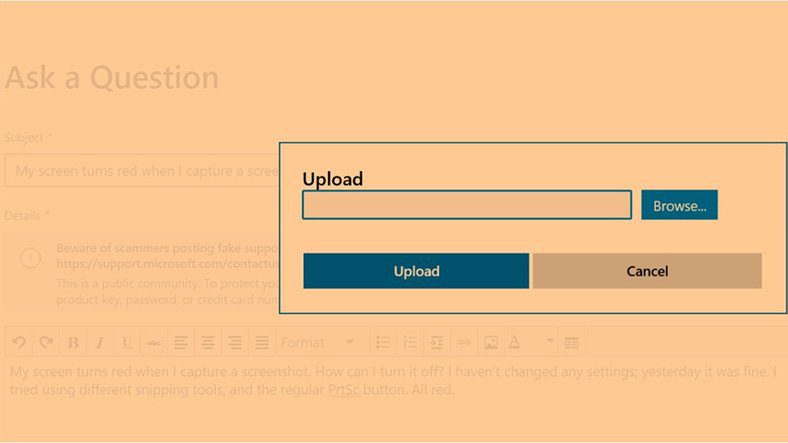 Windows Странная «оранжевая ошибка снимка экрана» в 10