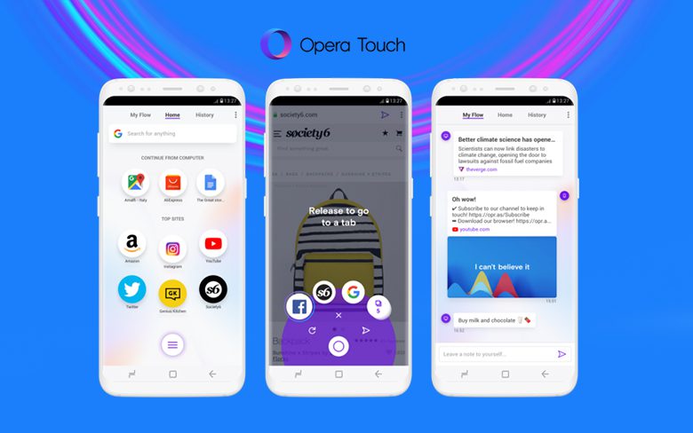 Браузер Opera Touch запущен для телефонов Android с возможностью использования одной рукой