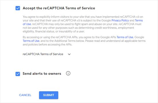 Принять Условия использования Google reCAPTCHA