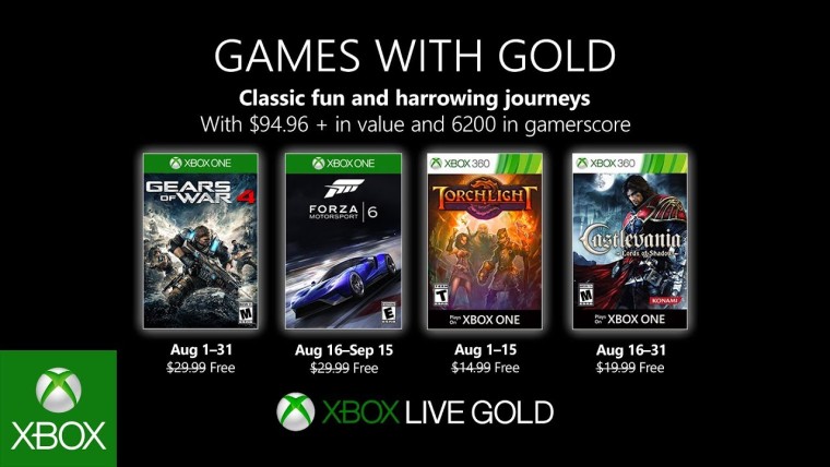 Августовские игры с золотом включают Gears of War 4, Forza Motorsport 6 и многое другое