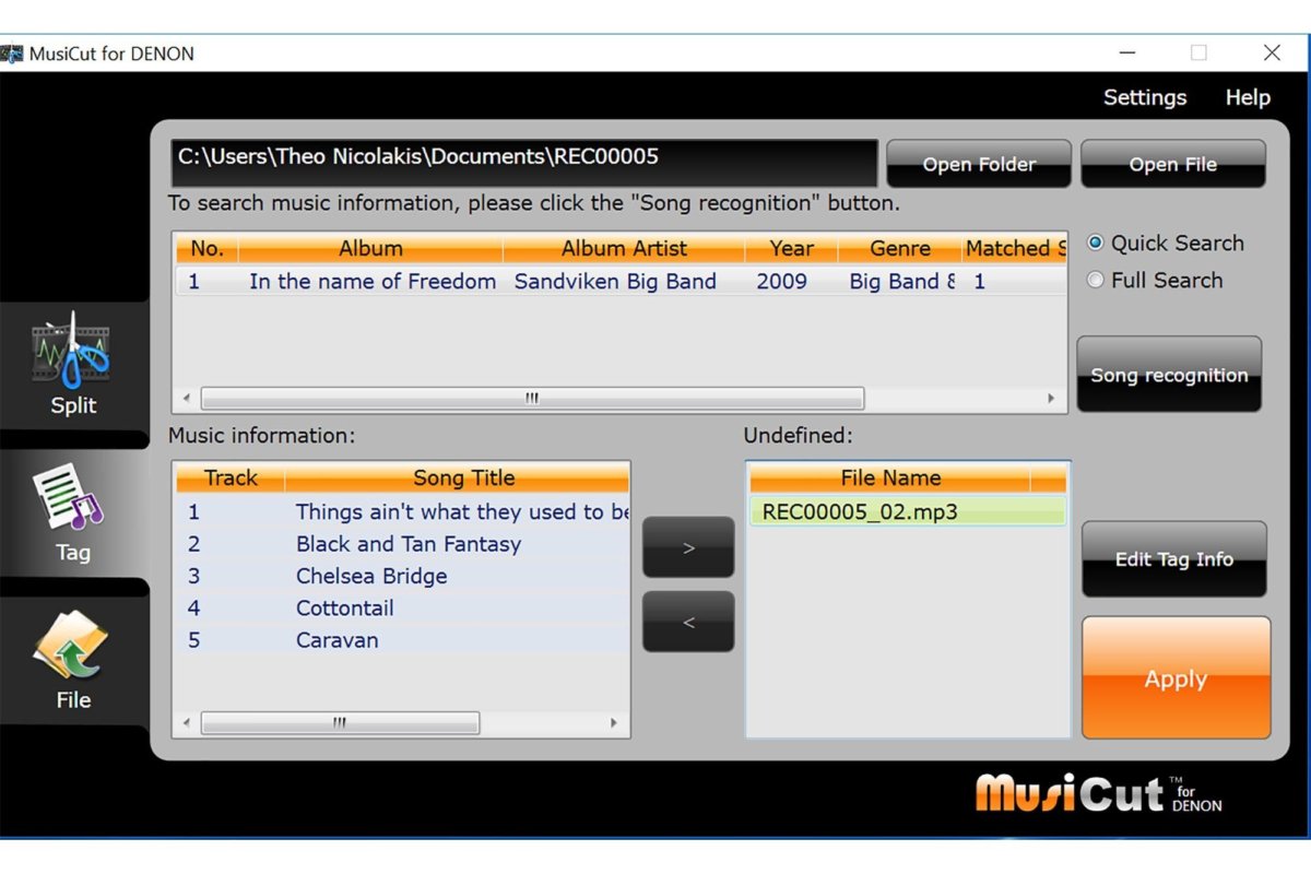 Включенное программное обеспечение MusiCut неправильно идентифицировало виниловые альбомы и треки.