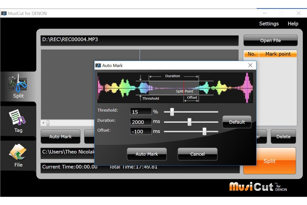 Программное обеспечение MusiCut автоматически разделяет отдельные треки в альбоме на основе тихих последовательностей.