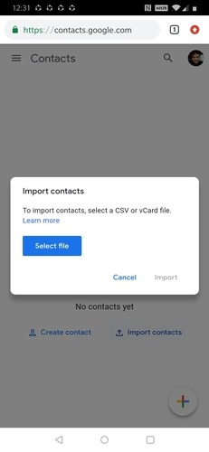 Google Import Contacts
