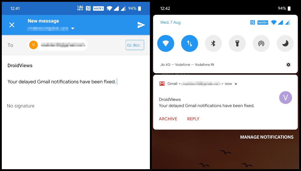 Исправление задержанных уведомлений Gmail