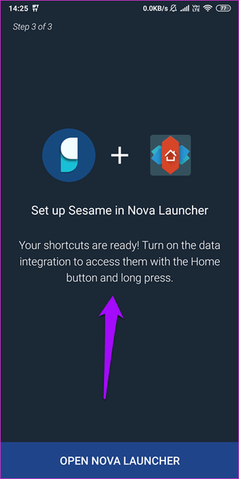 Используйте Nova Launcher с ярлыками кунжута 3