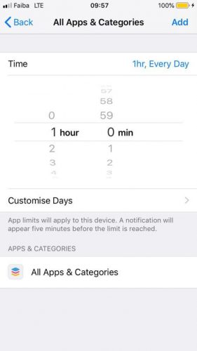 Блокировка приложений Настройки Iphone App Limits Time