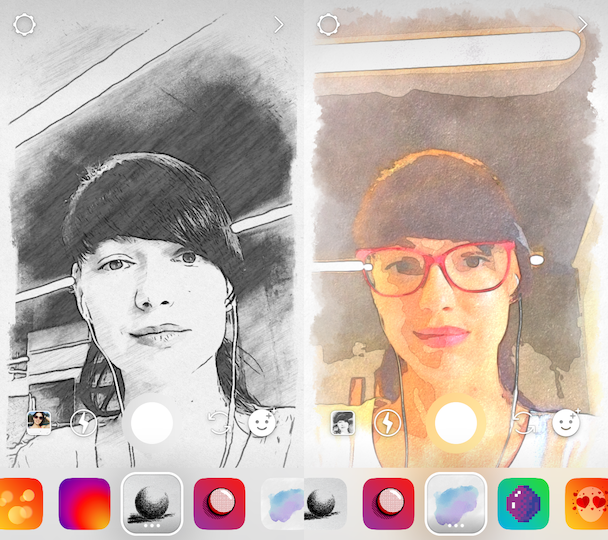 Фильтры лица и эффекты для селфи в Instagram Рассказы