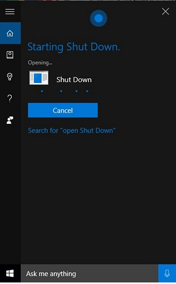 Как перезагрузить или выключить Windows 10 Использование Cortana 3