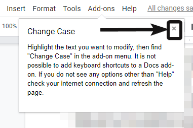 Get Case change add-on in Google Docs