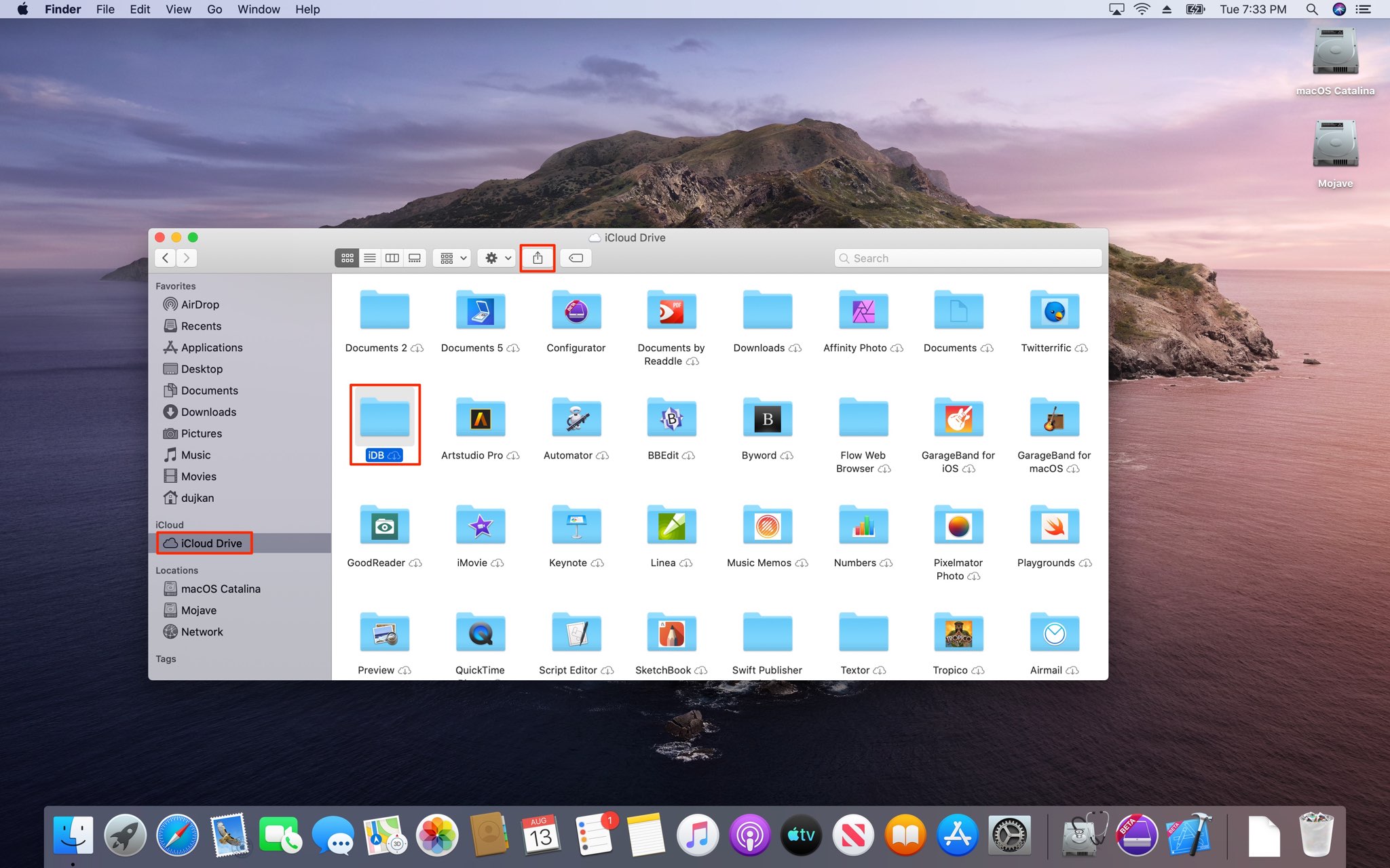 Поделиться папками iCloud - скриншот Mac 001