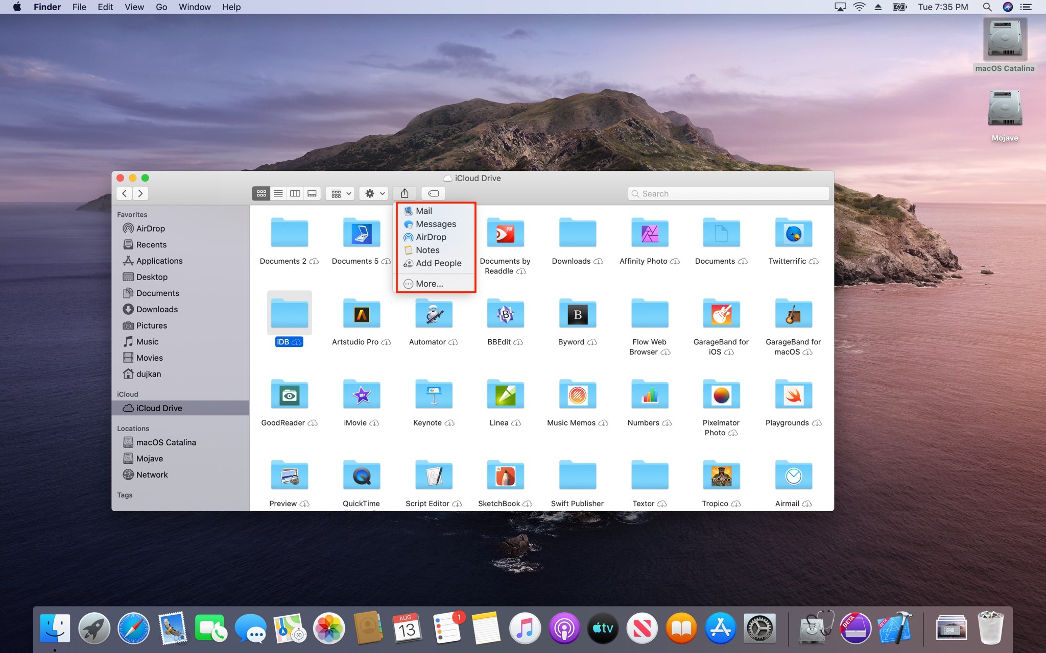 Поделиться папками iCloud - скриншот Mac 002
