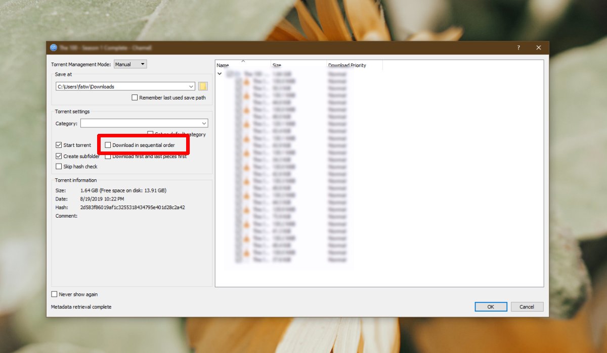 Как скачать торрент файлы в последовательности на Windows 10
