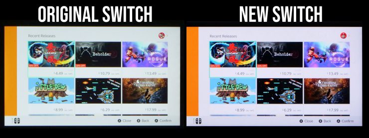 Экран Nintendo Switch против нового Nintendo Switch