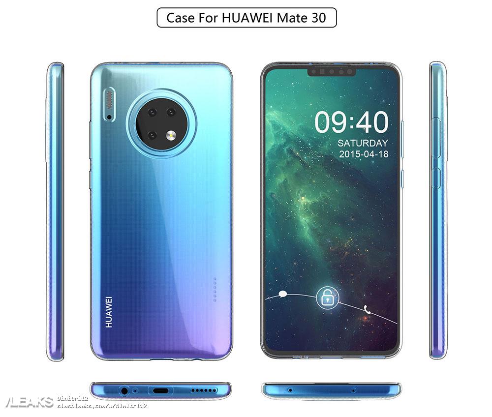 Согласно утечке изображения, Huawei Mate 30 Pro будет иметь четыре камеры
