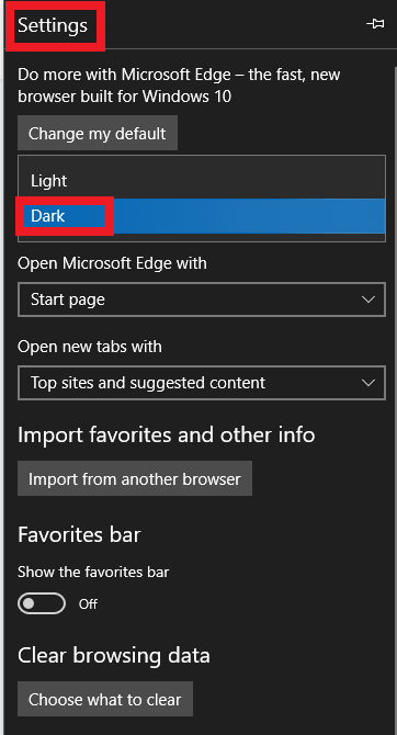 Темный режим на Microsoft Edge