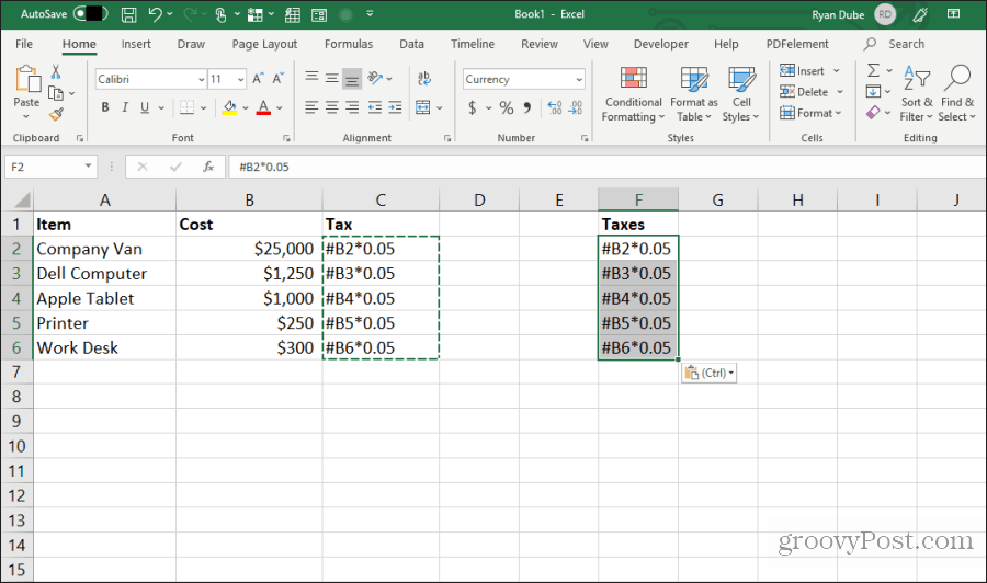вставка отредактированных формул в Excel