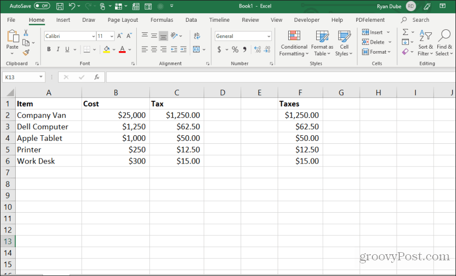 ячейки формулы копируются и вставляются в Excel