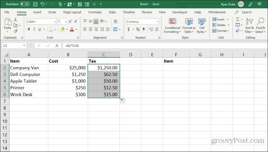 заполнение клеток в Excel