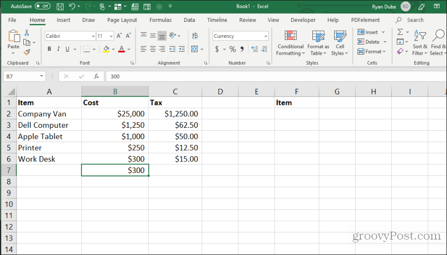используя control-d в Excel