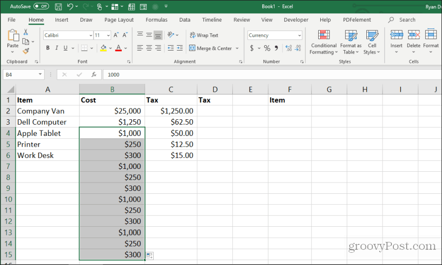 повторить заполнить в Excel
