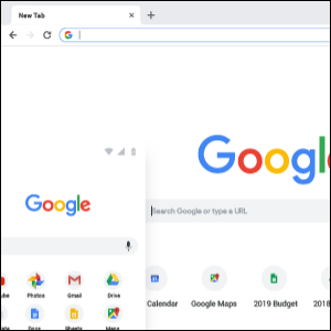 Пример браузеров Google Chrome для ПК и мобильных ПК с минимальным браузером Chrome