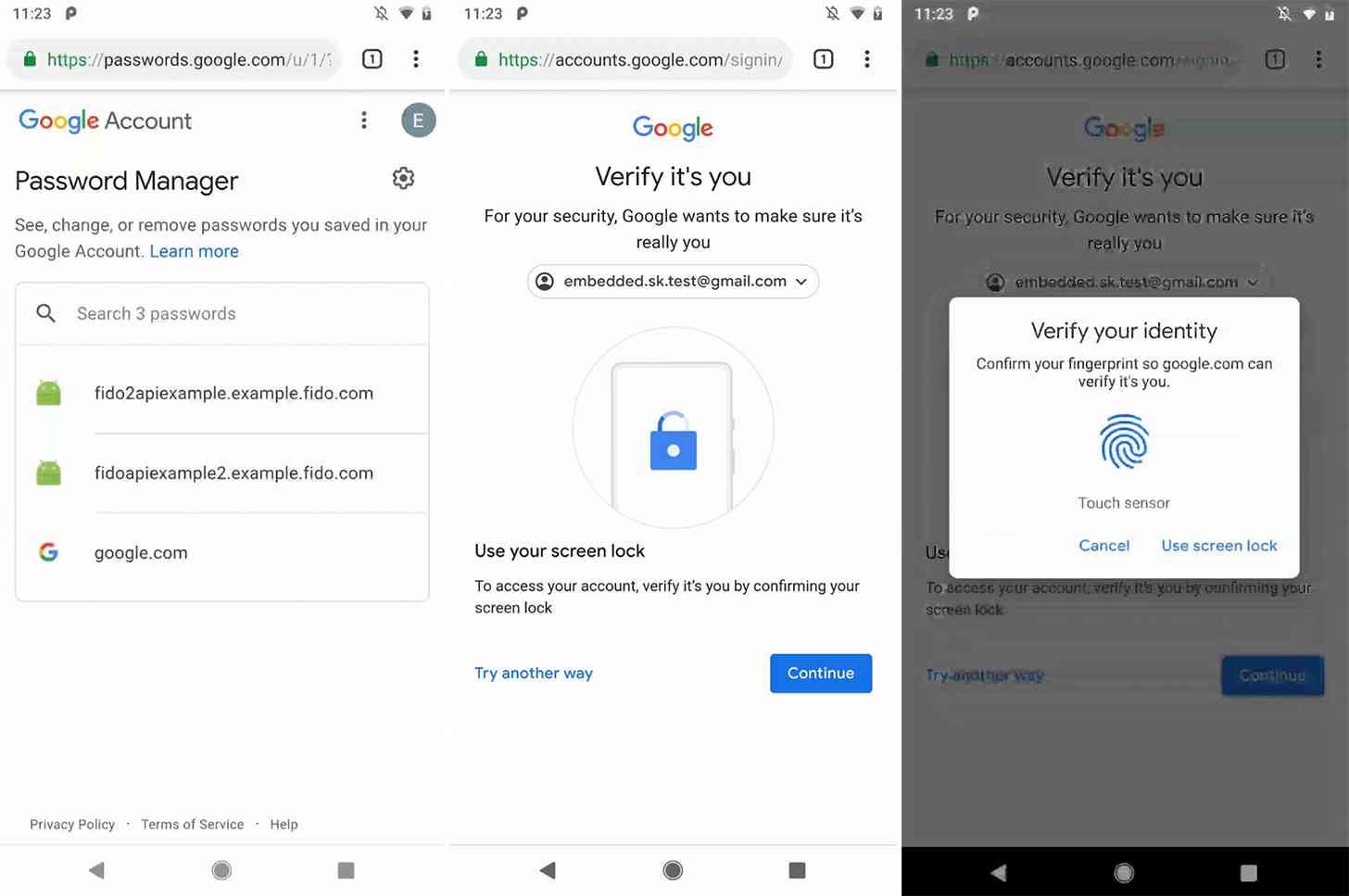 Сервисы Google по отпечаткам пальцев Android