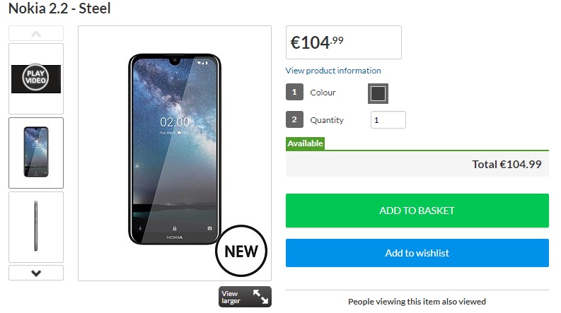 Littlewood в Великобритании и Ирландии имеет лучшую цену на Nokia 2.2
