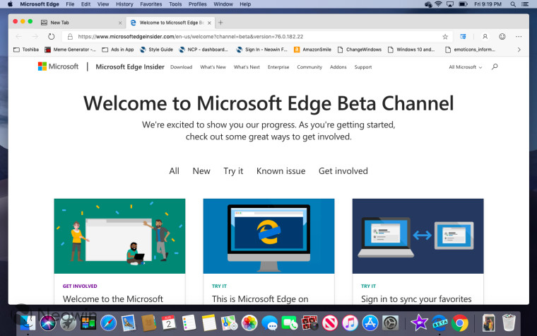 Microsoft Edge Beta снова просачивается, но для Mac на этот раз