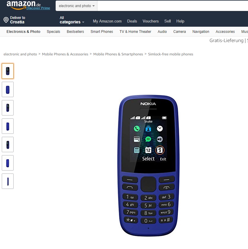 Nokia 105 Dual-SIM доступна в Германии более Amazon