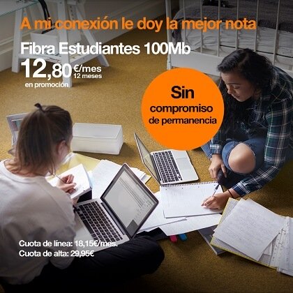 Имидж - Orange запускает оптоволокно для студентов со скоростью 100 Мбит / с без постоянства за 30,95 евро