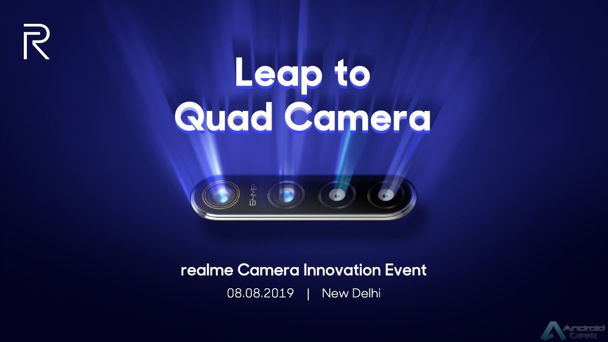Realme с 64-мегапиксельной камерой Quad Camera будет официально объявлен 8 августа