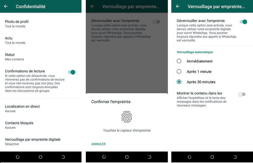 WhatsApp позволяет разблокировать по отпечаткам пальцев 