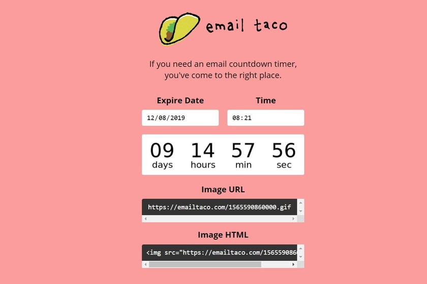 Вам нужно отправить обратный отсчет по электронной почте? Email Taco - это решение в формате GIF