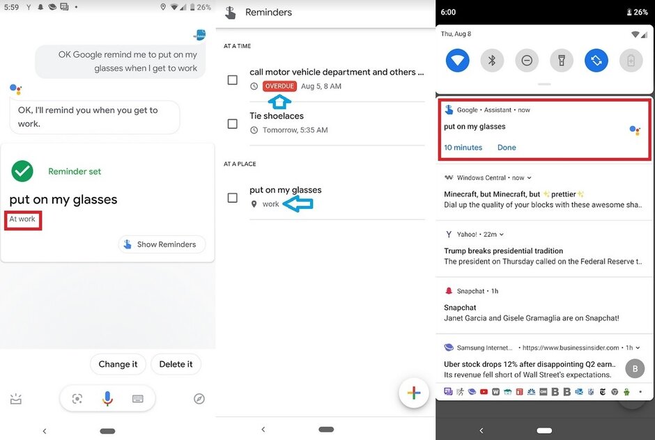 Google вносит некоторые изменения в напоминания Android - изменения заставляют проходить все напоминания Android Google Assistant