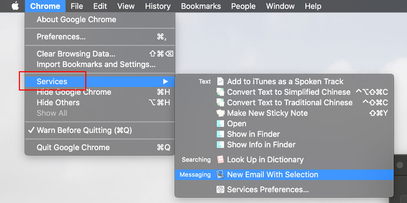 Как добавить параметры в меню служб macOS