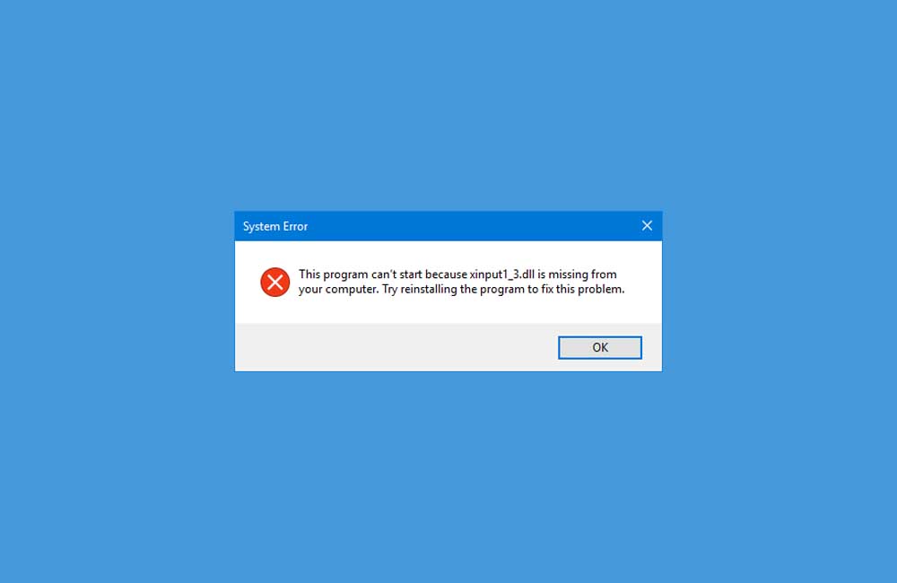 Как исправить недостающую ошибку XINPUT1_3.dll в Windows 10