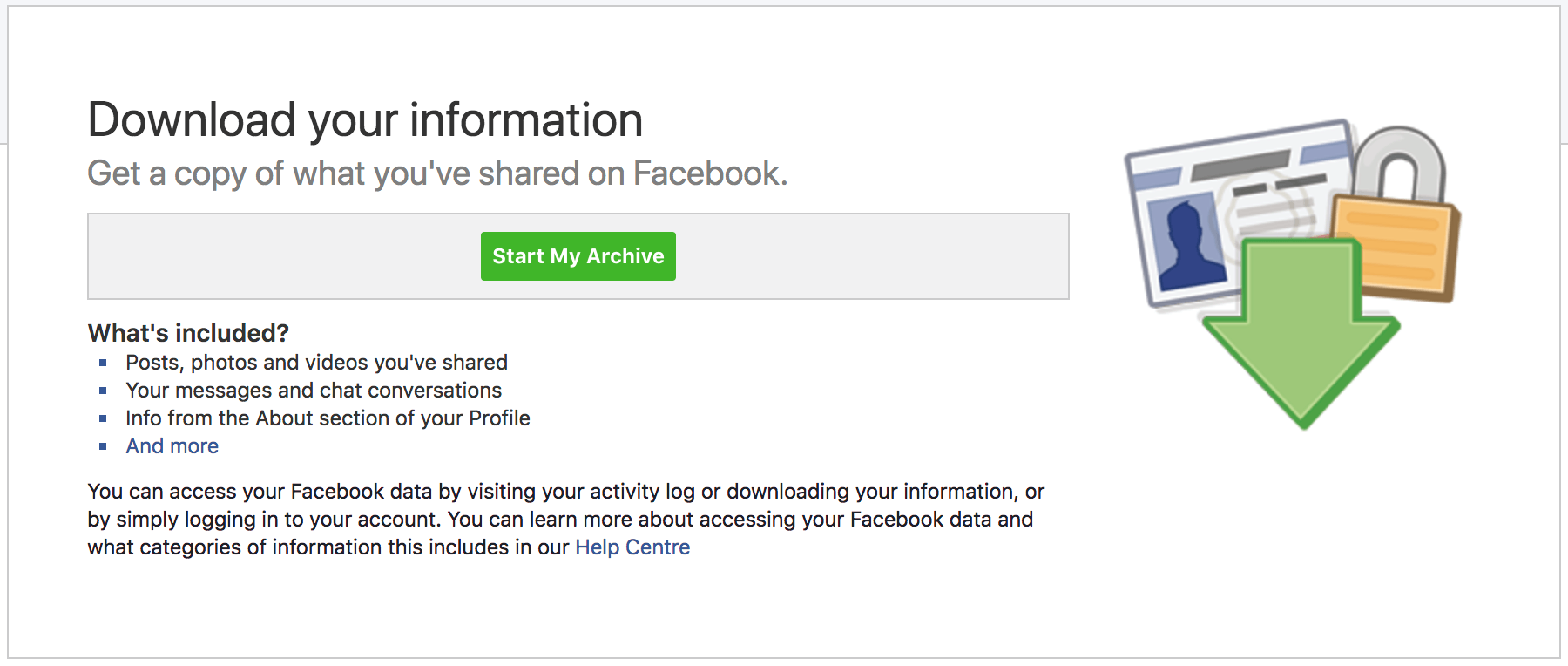  Facebook  имеет инструмент архивации, который позволяет вам загружать ВСЕ в своем профиле - включая фотографии